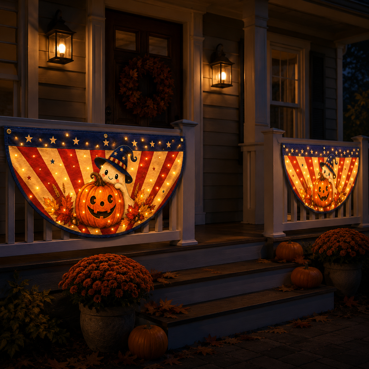 Lighted Halloween Patriotic Fan Banner