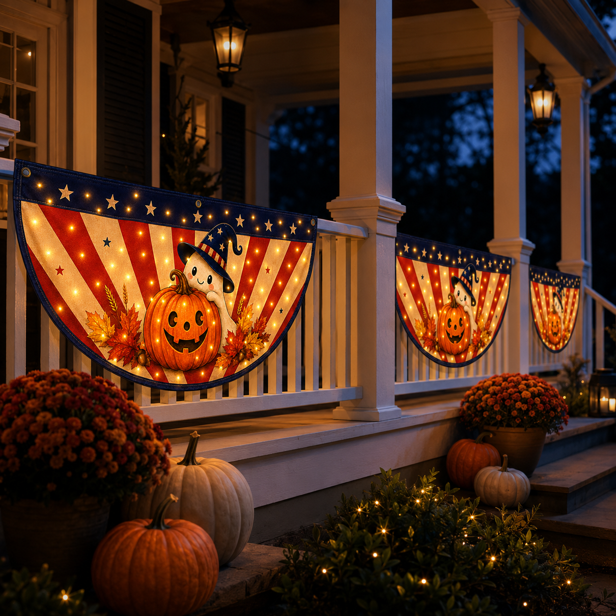 Lighted Halloween Patriotic Fan Banner