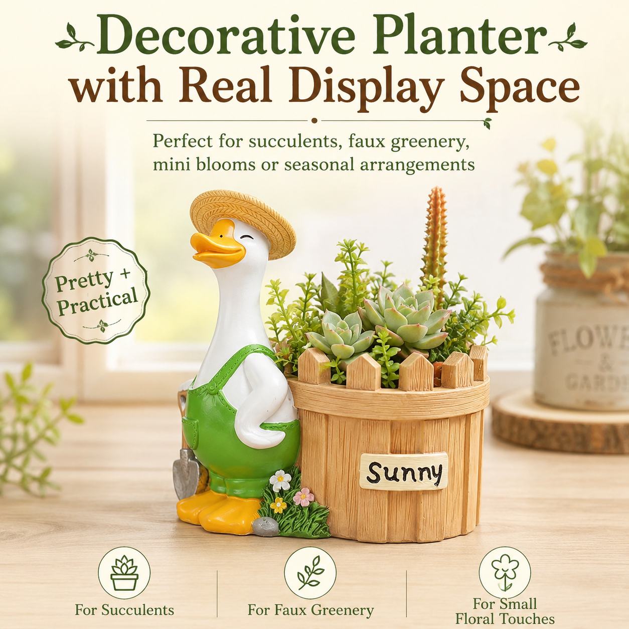 Farmhouse Duck Planter Decor