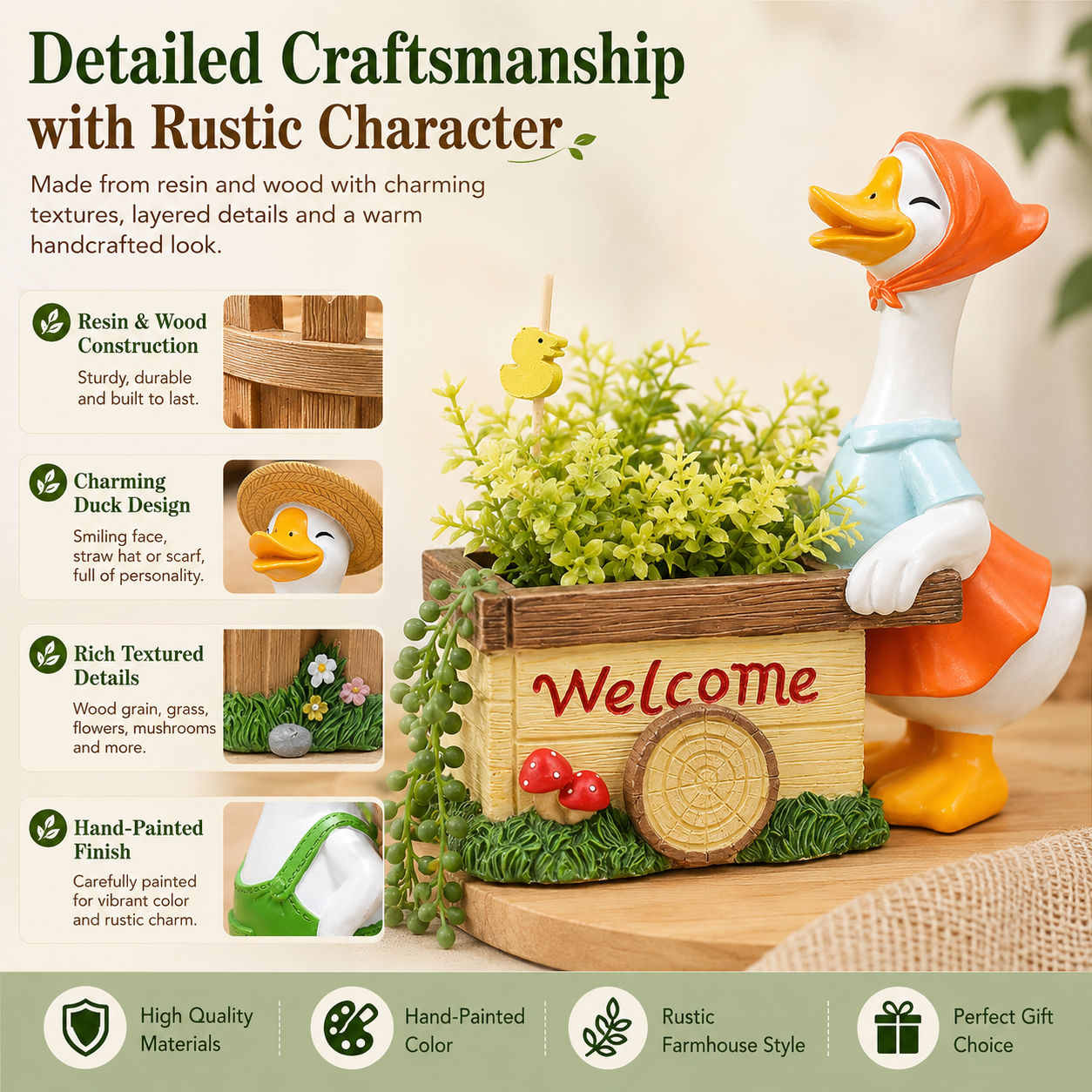 Farmhouse Duck Planter Decor