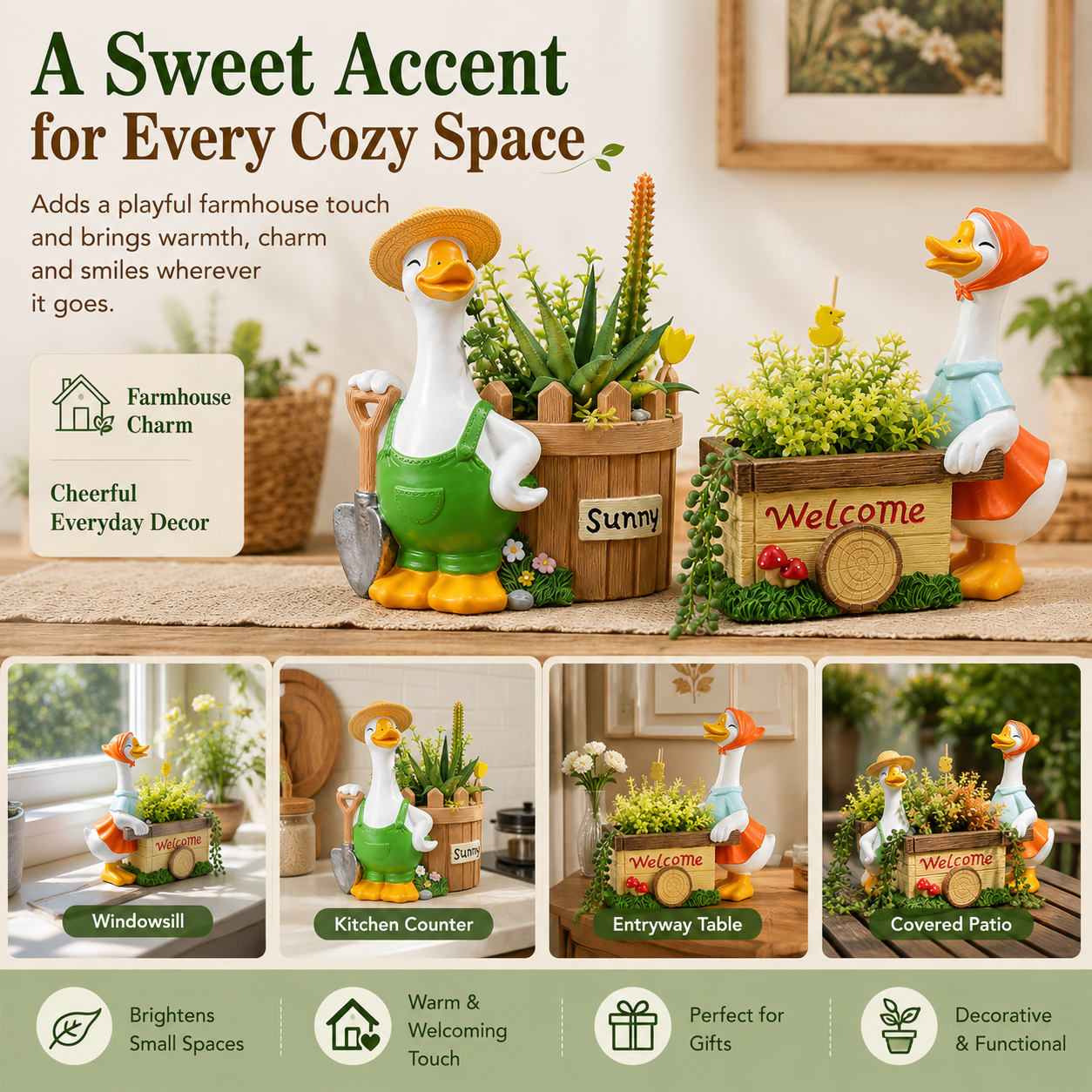 Farmhouse Duck Planter Decor