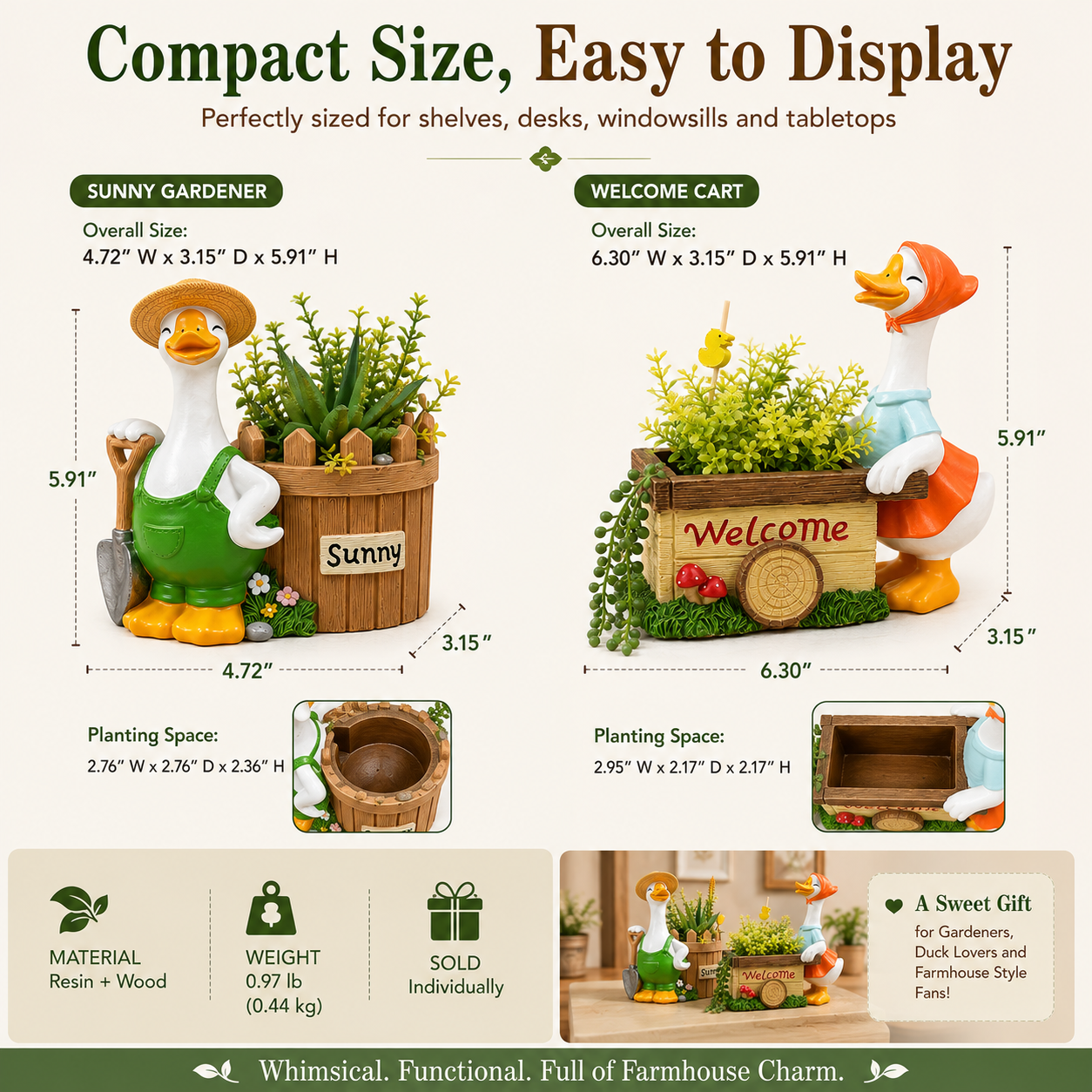 Farmhouse Duck Planter Decor