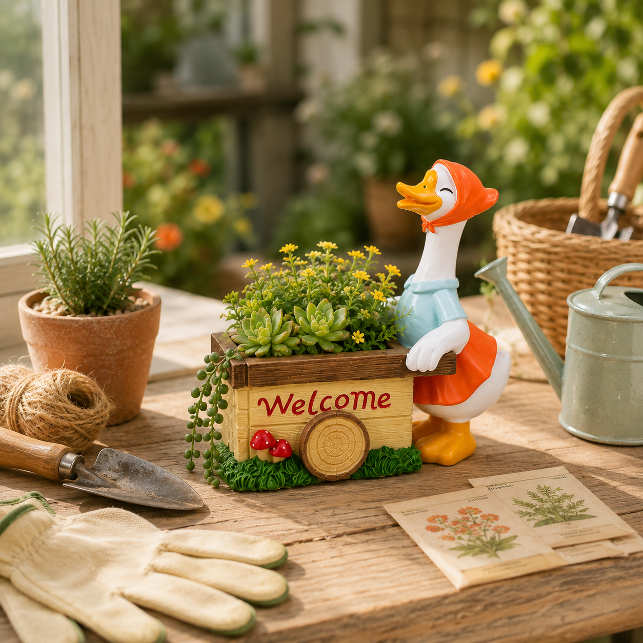 Farmhouse Duck Planter Decor