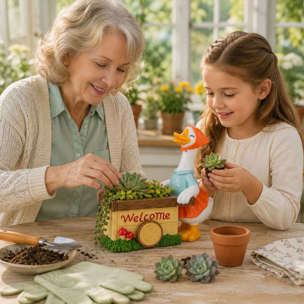Farmhouse Duck Planter Decor