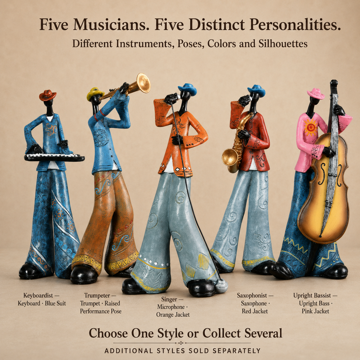 Abstract Jazz Musician Resin Figurine