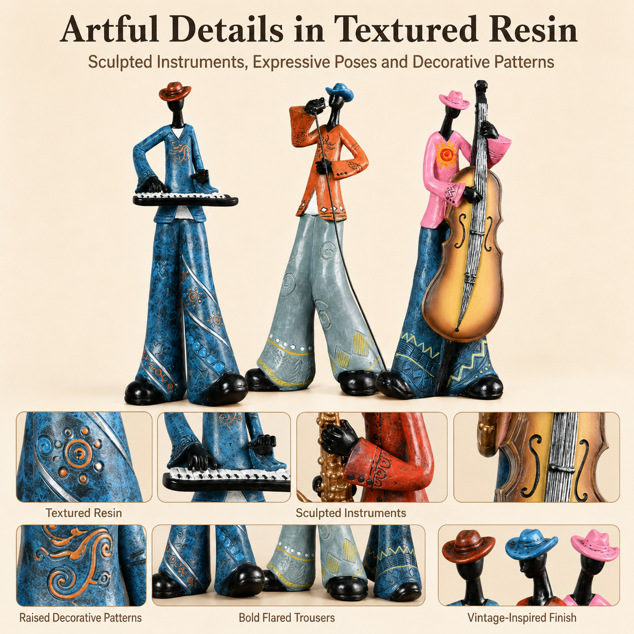 Abstract Jazz Musician Resin Figurine