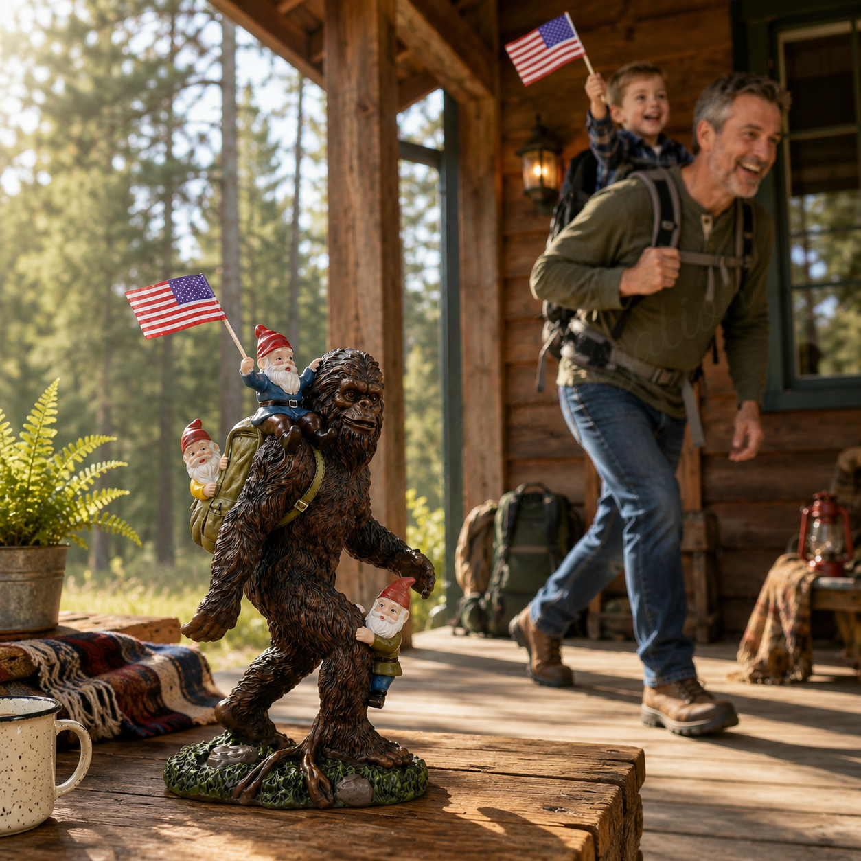 Bigfoot & Gnome Adventure Resin Statue