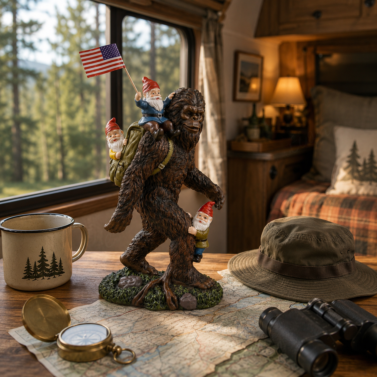 Bigfoot & Gnome Adventure Resin Statue