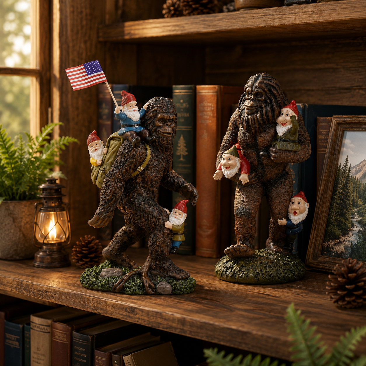 Bigfoot & Gnome Adventure Resin Statue