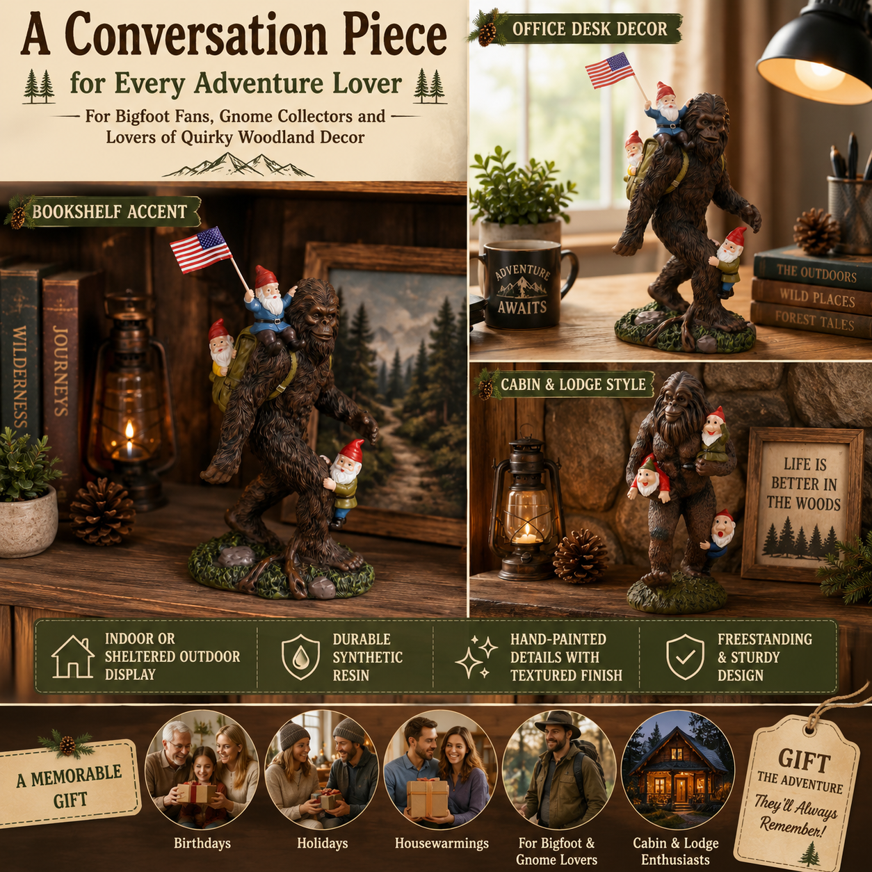 Bigfoot & Gnome Adventure Resin Statue