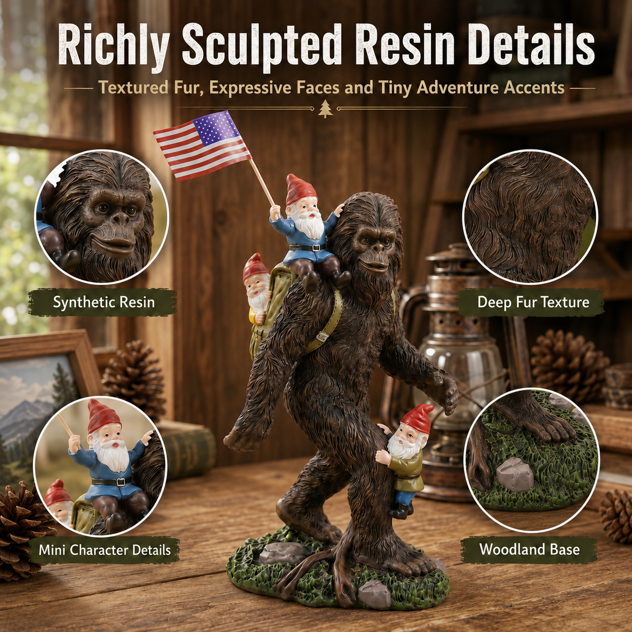 Bigfoot & Gnome Adventure Resin Statue