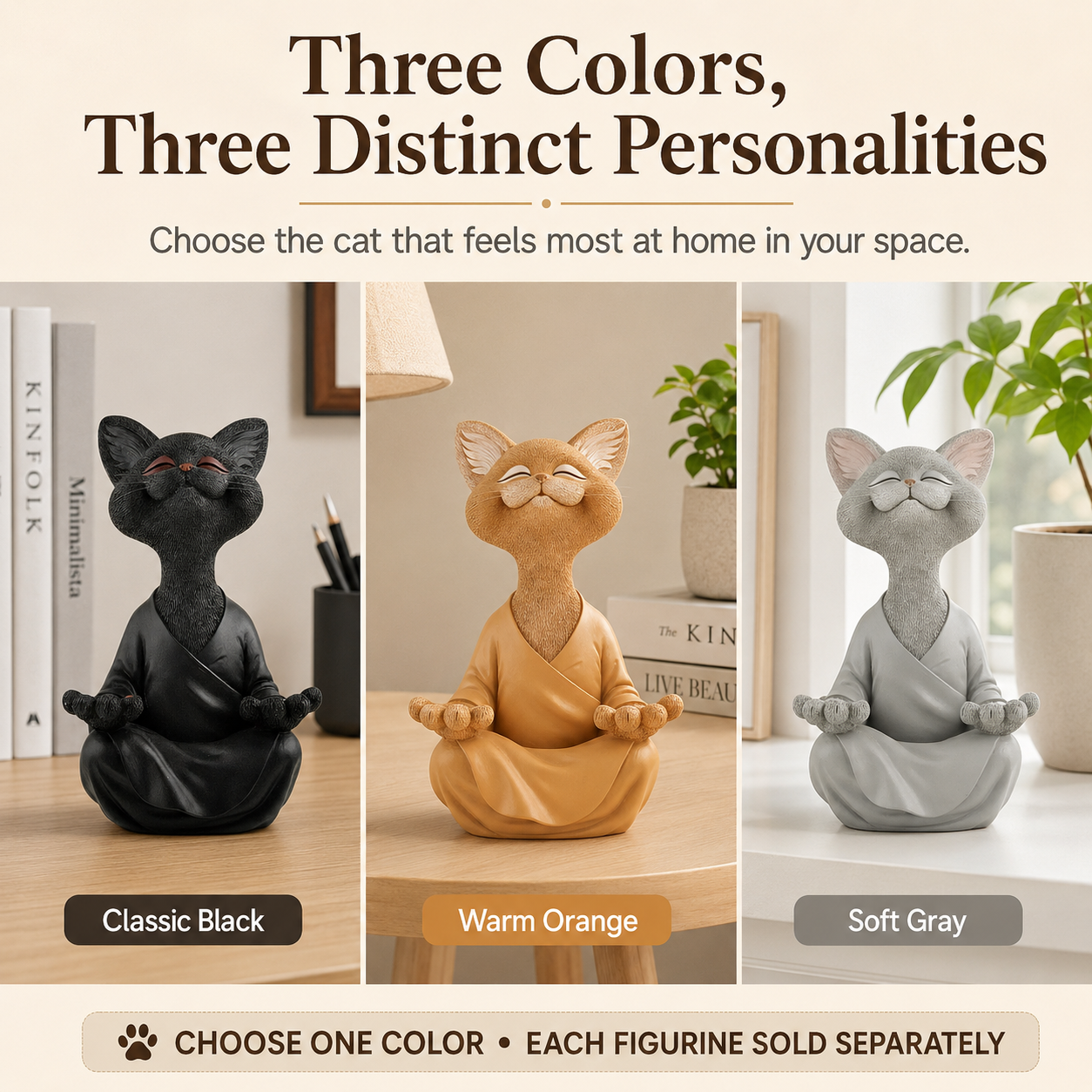 Smiling Zen Cat Meditation Figurine
