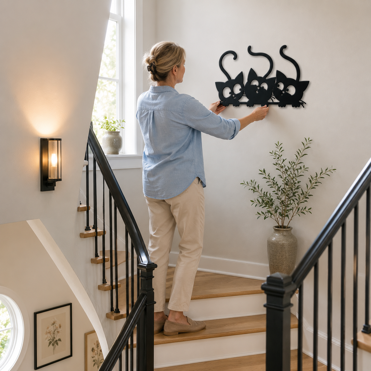 Playful Cat Family Metal Wall Decor