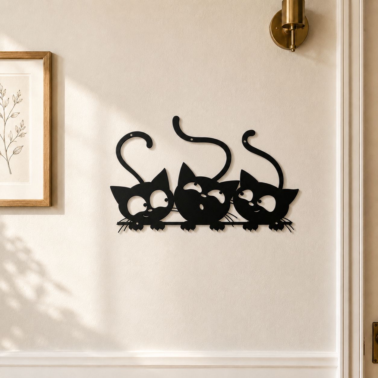 Playful Cat Family Metal Wall Decor