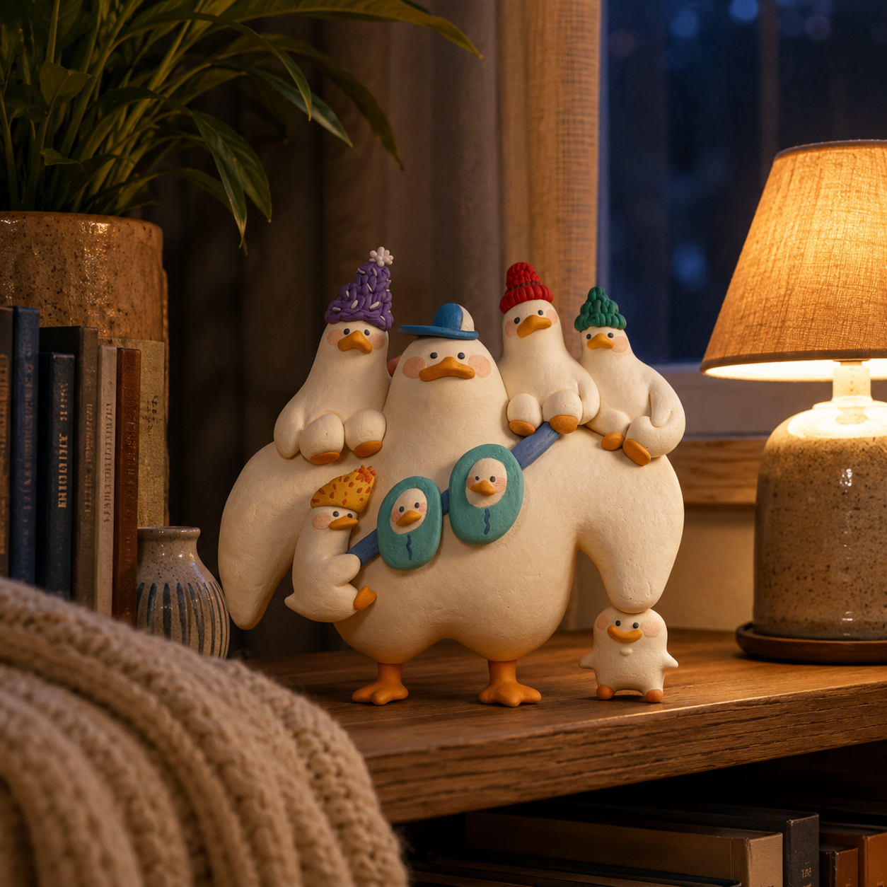 Busy Mama Chicken Family Resin Figurine
