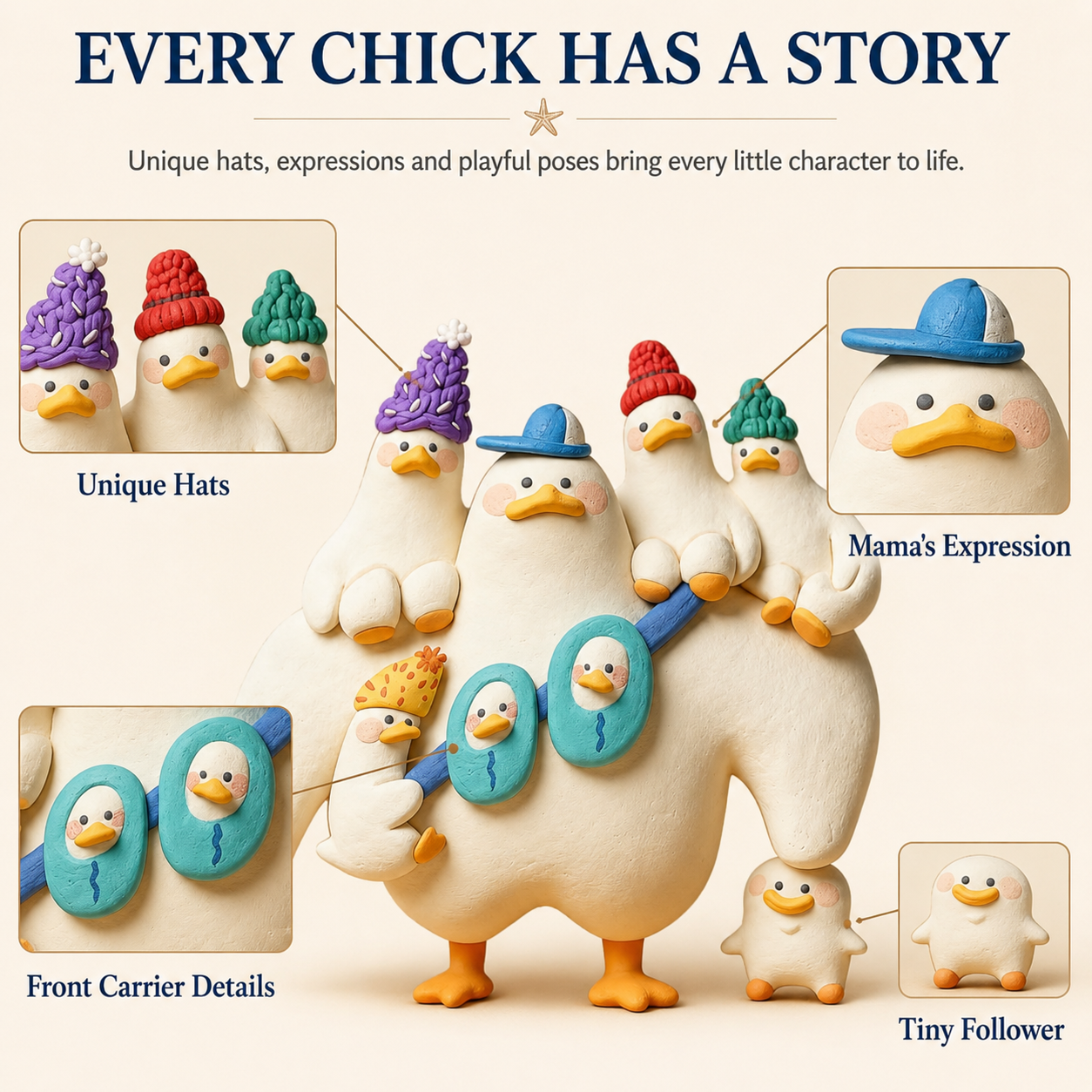 Busy Mama Chicken Family Resin Figurine