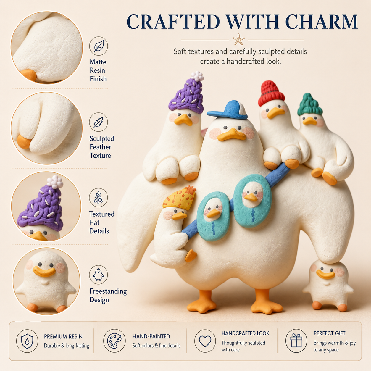 Busy Mama Chicken Family Resin Figurine