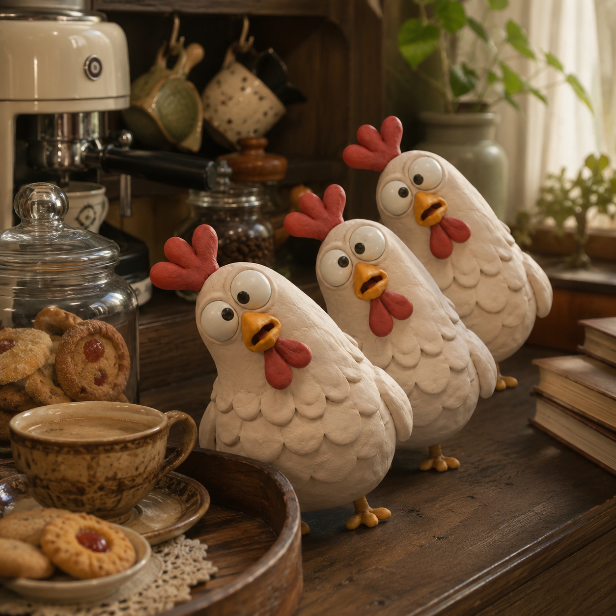 Curious Chicken Resin Figurine