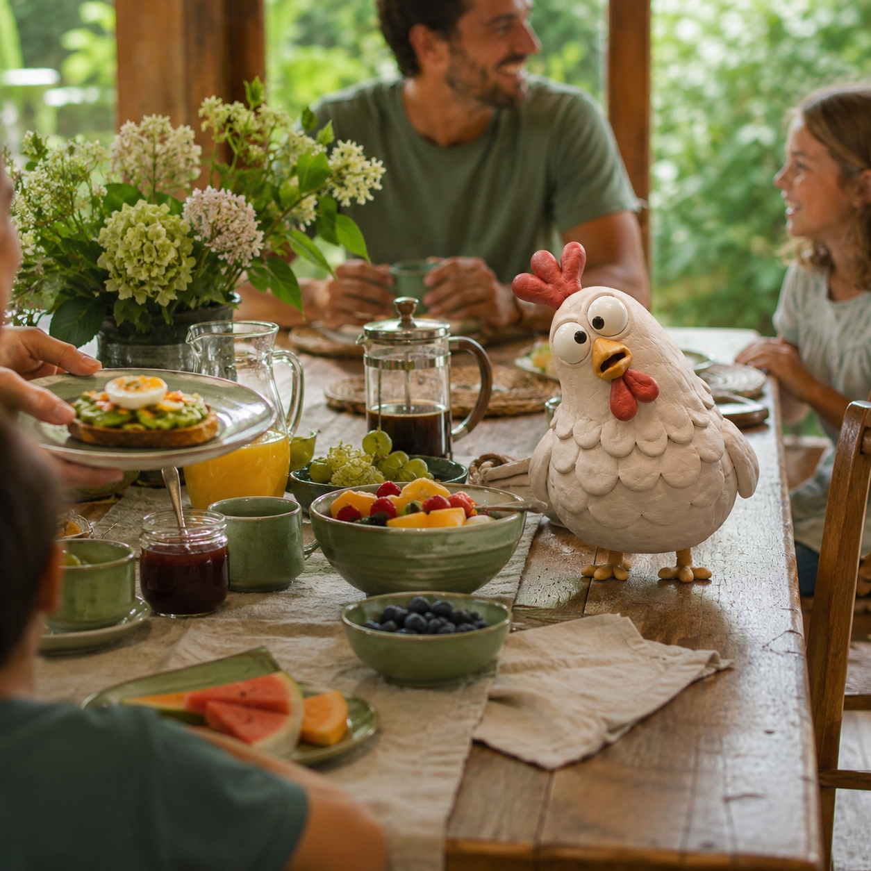 Curious Chicken Resin Figurine