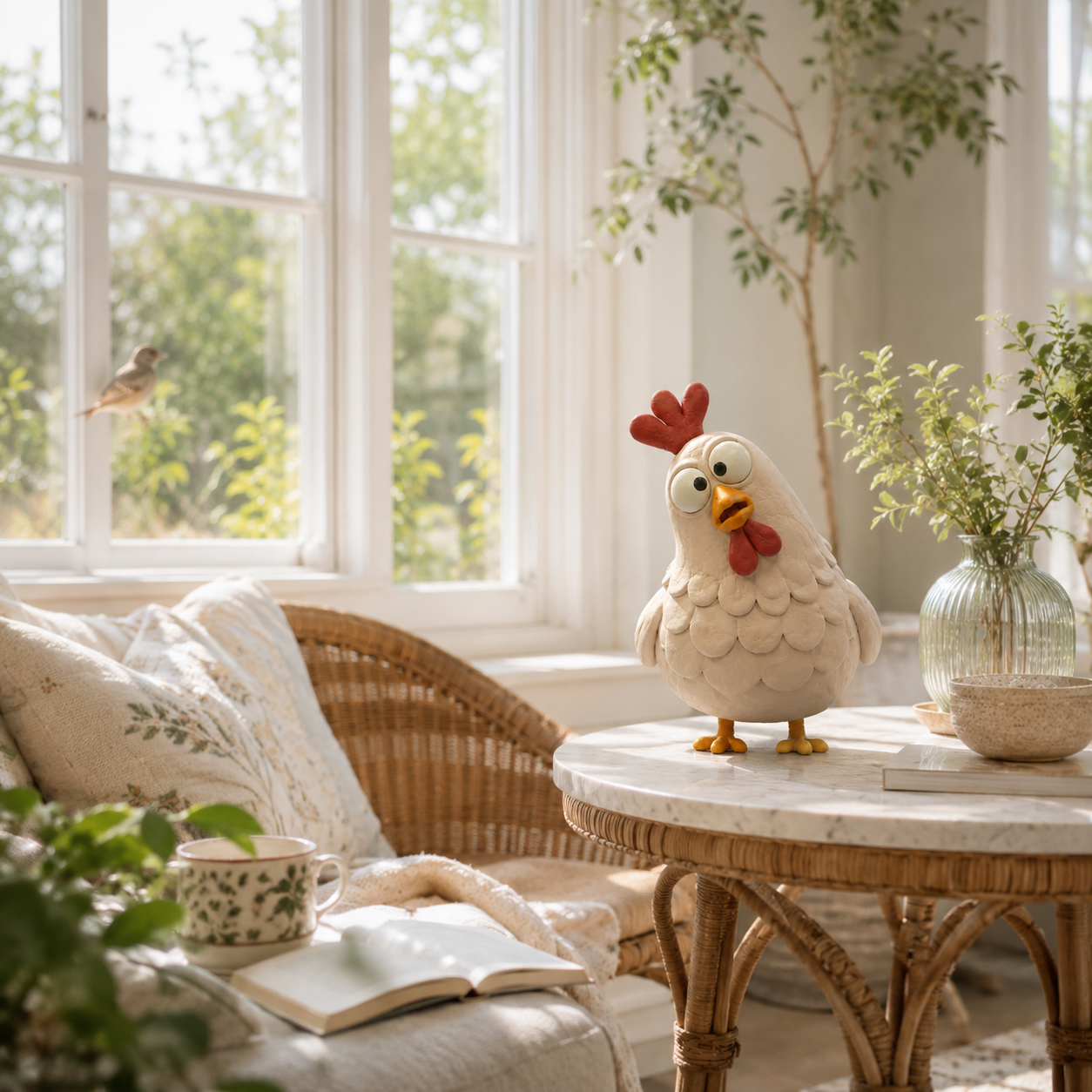 Curious Chicken Resin Figurine