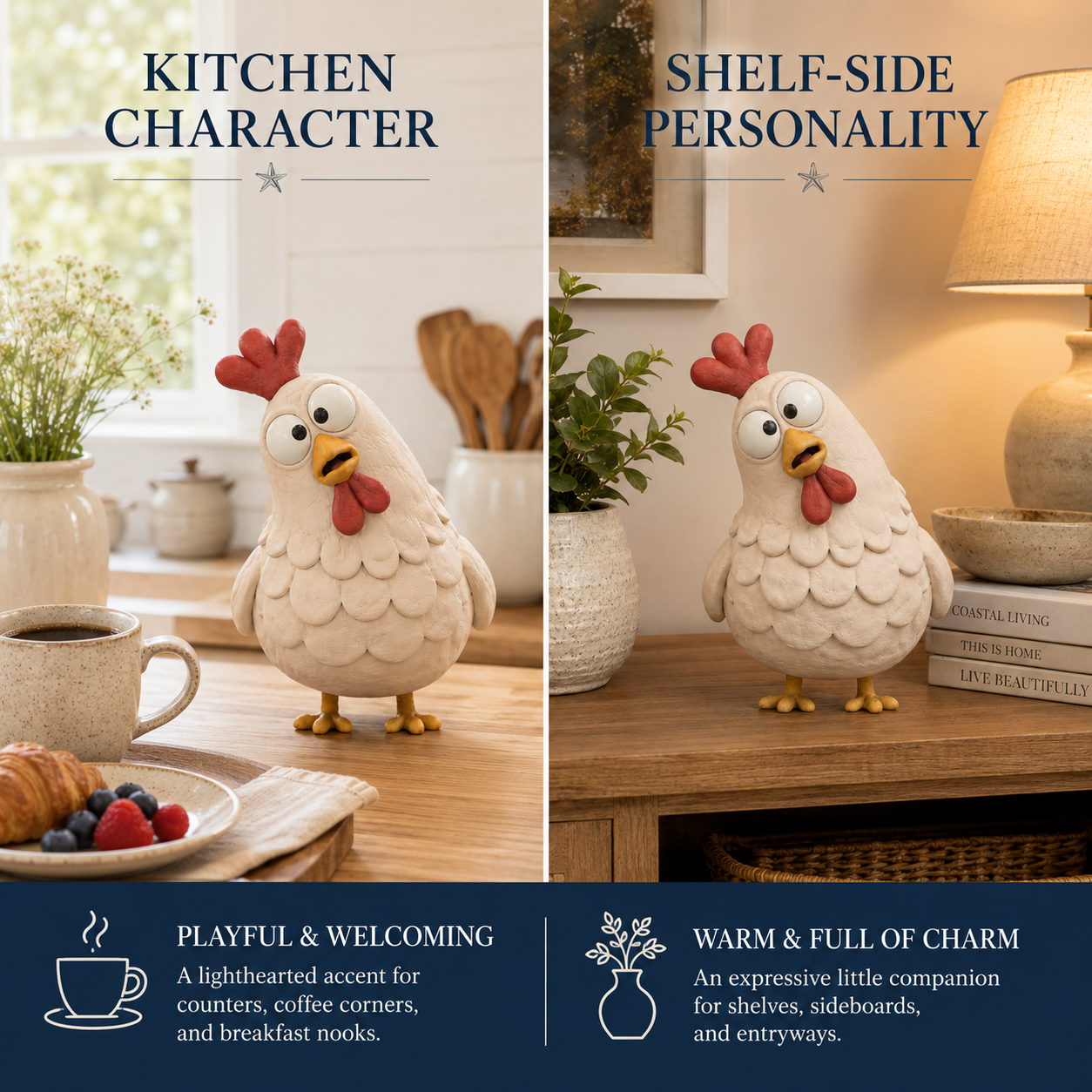 Curious Chicken Resin Figurine