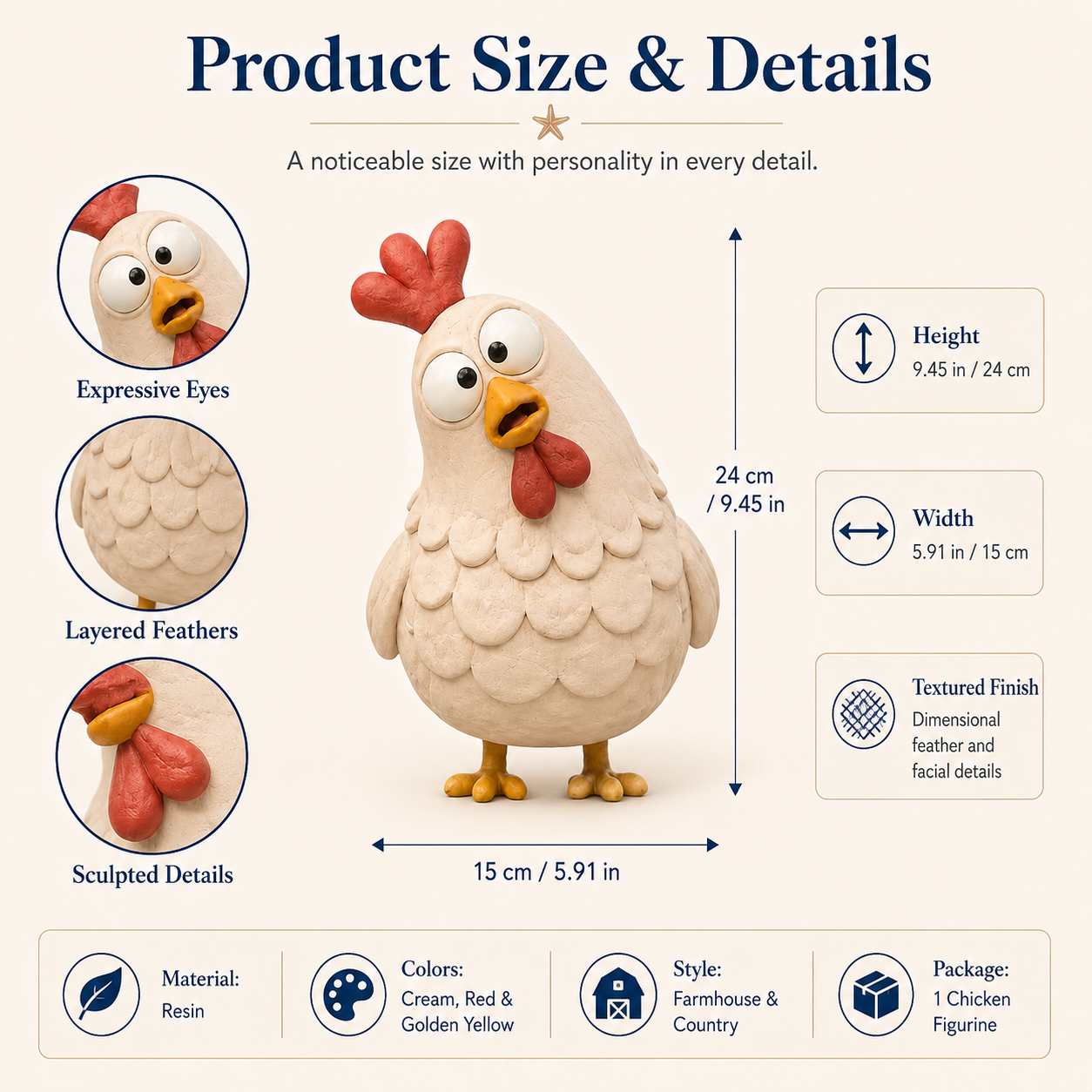 Curious Chicken Resin Figurine