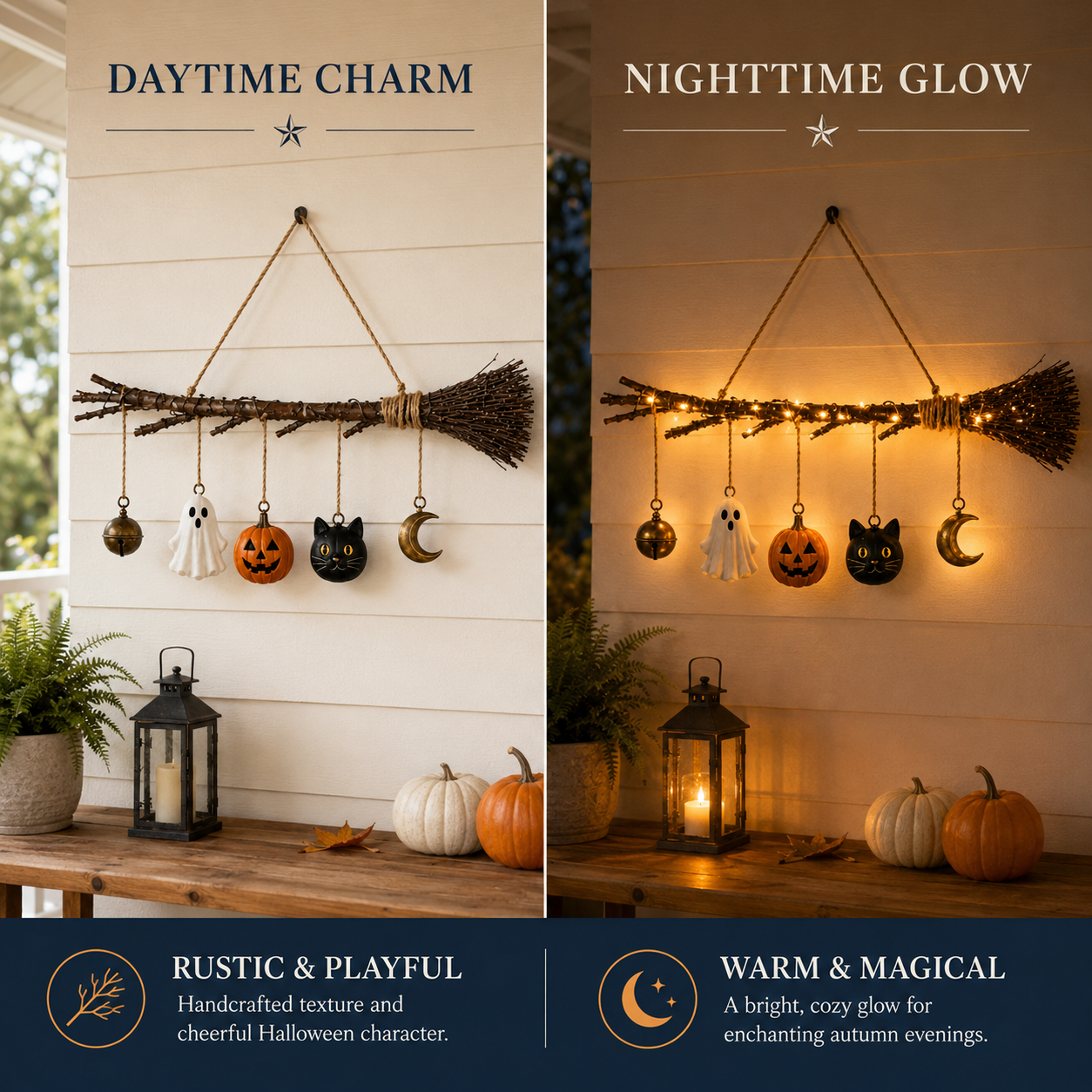 Lighted Witch’s Broom Wall Hanging
