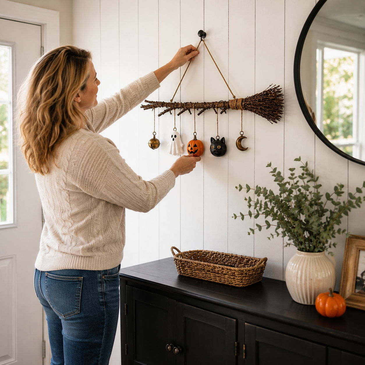 Lighted Witch’s Broom Wall Hanging