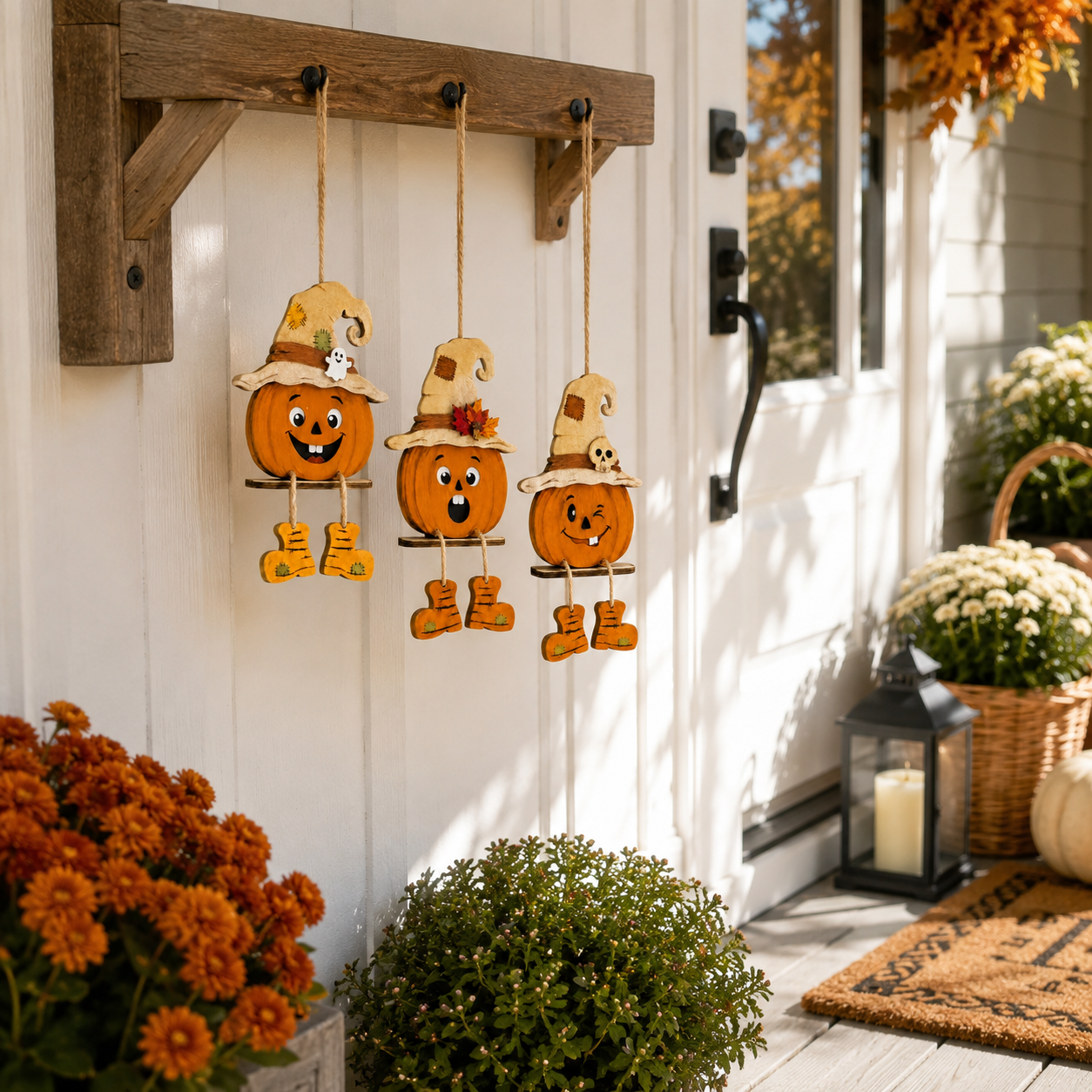 3Pcs Halloween Pumpkin Shelf Sitters