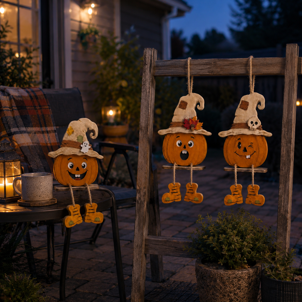 3Pcs Halloween Pumpkin Shelf Sitters
