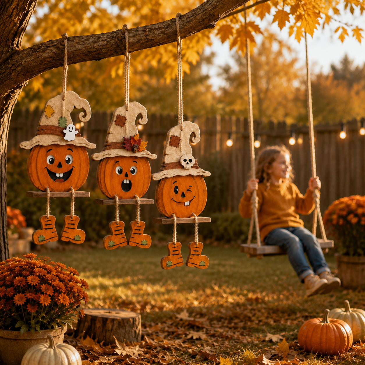 3Pcs Halloween Pumpkin Shelf Sitters