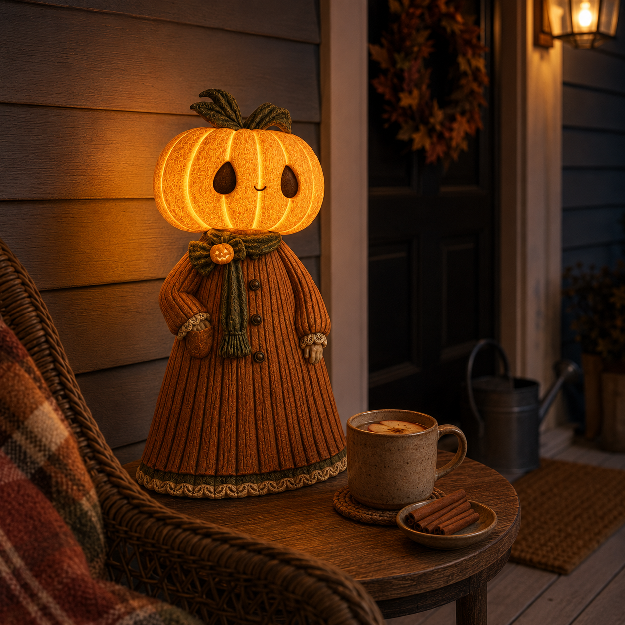 Glowing Pumpkin Girl Figurine