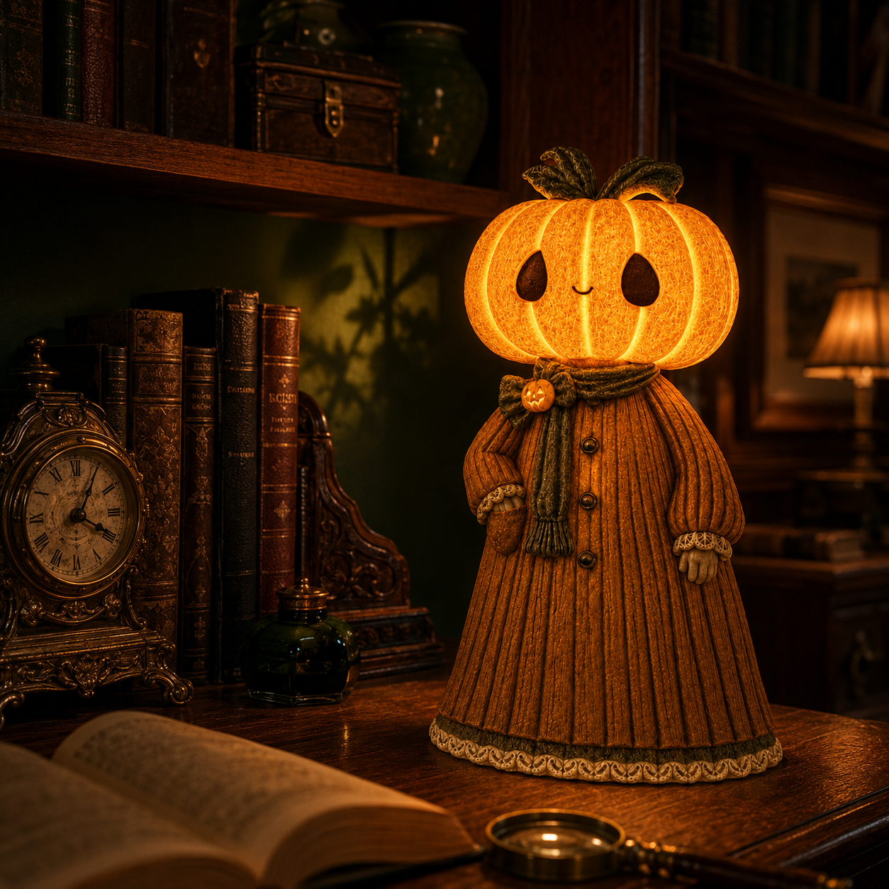 Glowing Pumpkin Girl Figurine