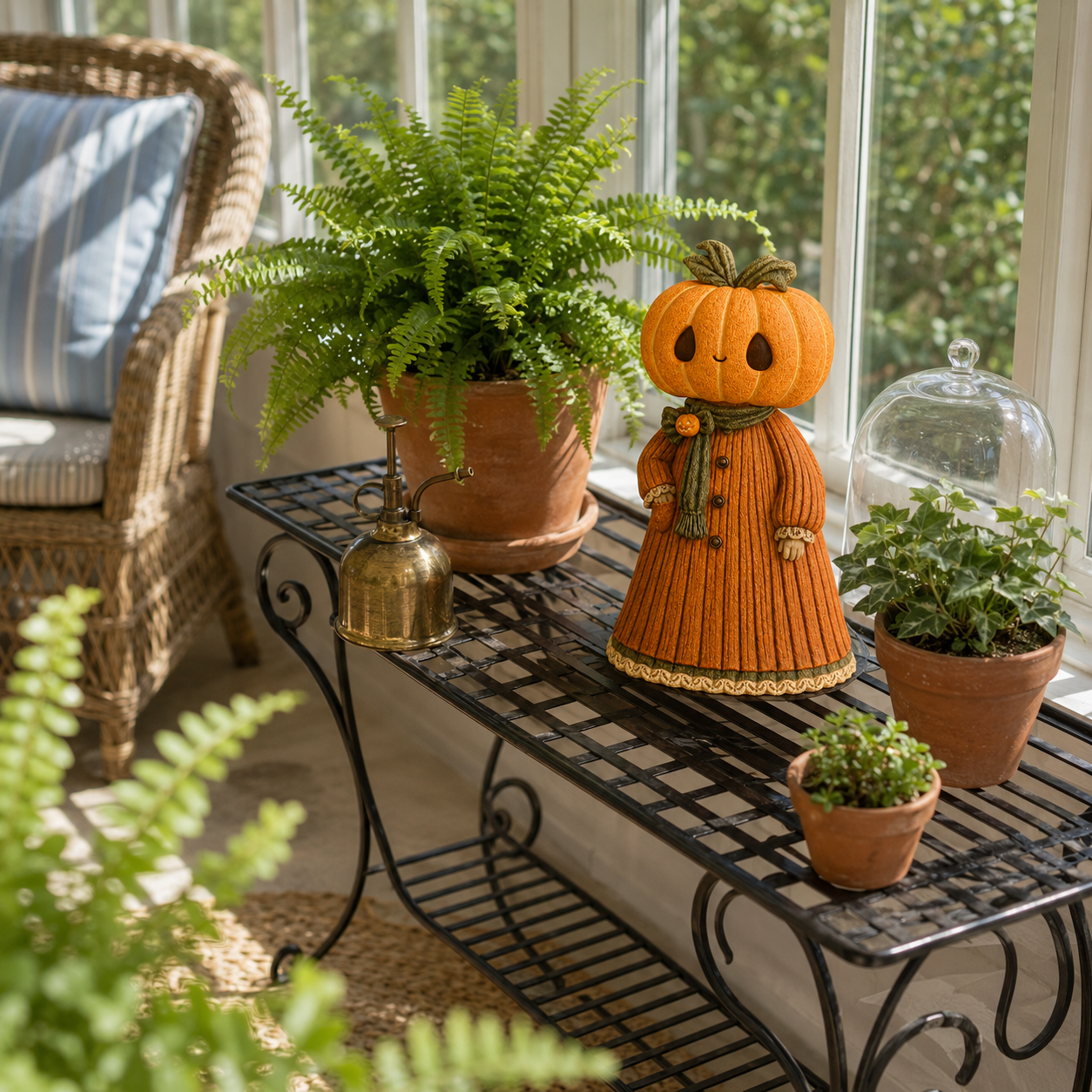 Glowing Pumpkin Girl Figurine
