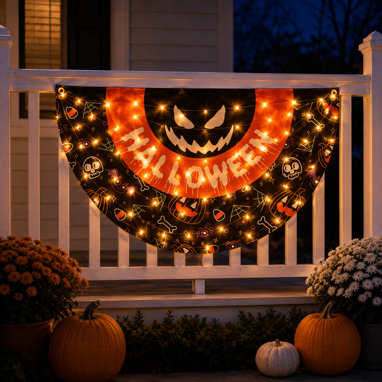 Lighted Halloween Fan Banner