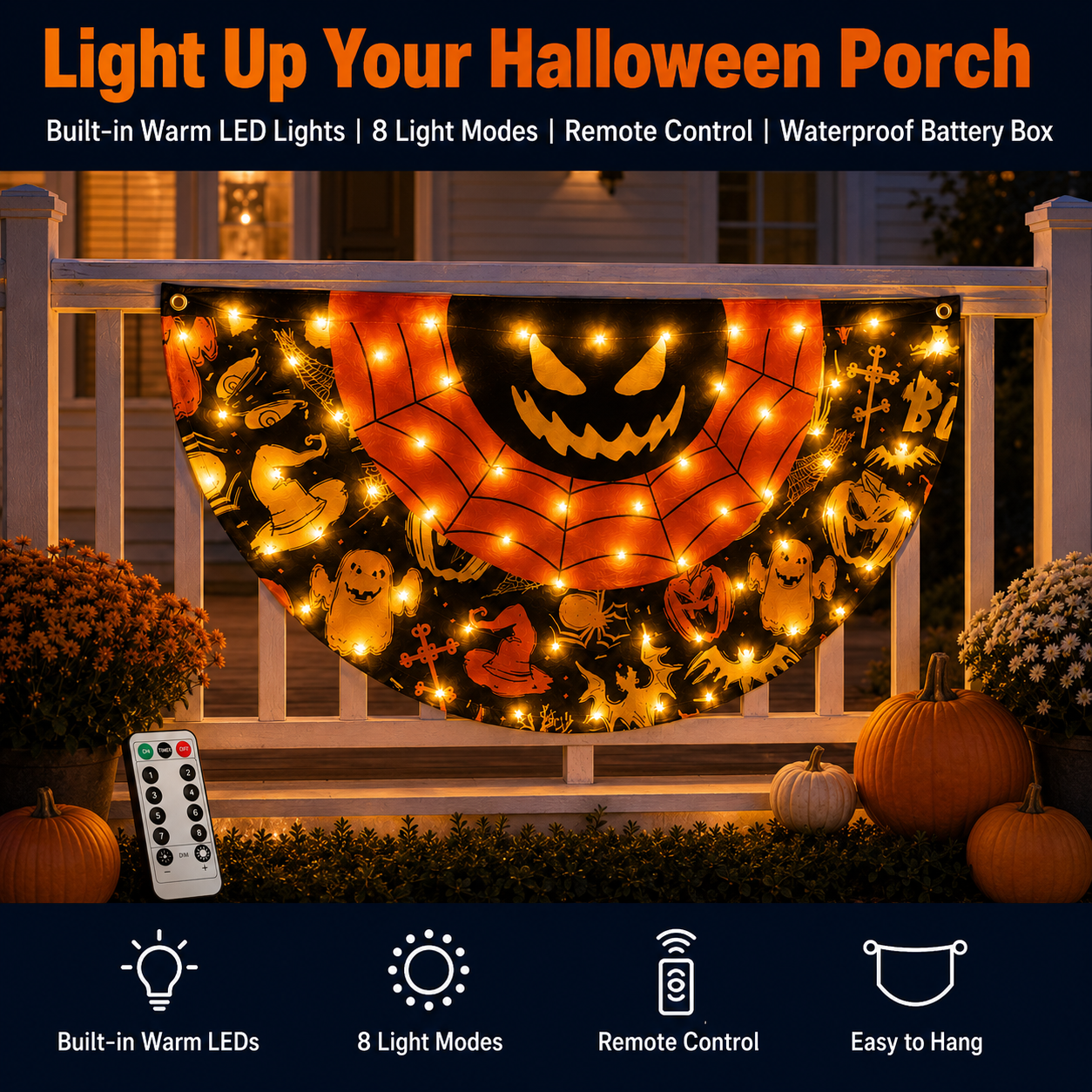 Lighted Halloween Fan Banner