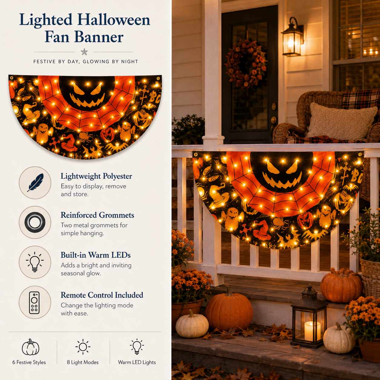 Lighted Halloween Fan Banner