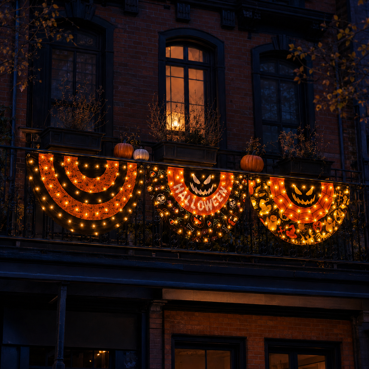 Lighted Halloween Fan Banner