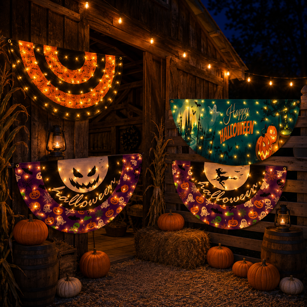 Lighted Halloween Fan Banner