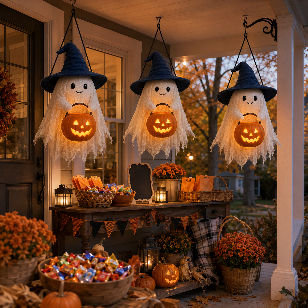 Lighted Trick-or-Treat Ghost Door Hanger