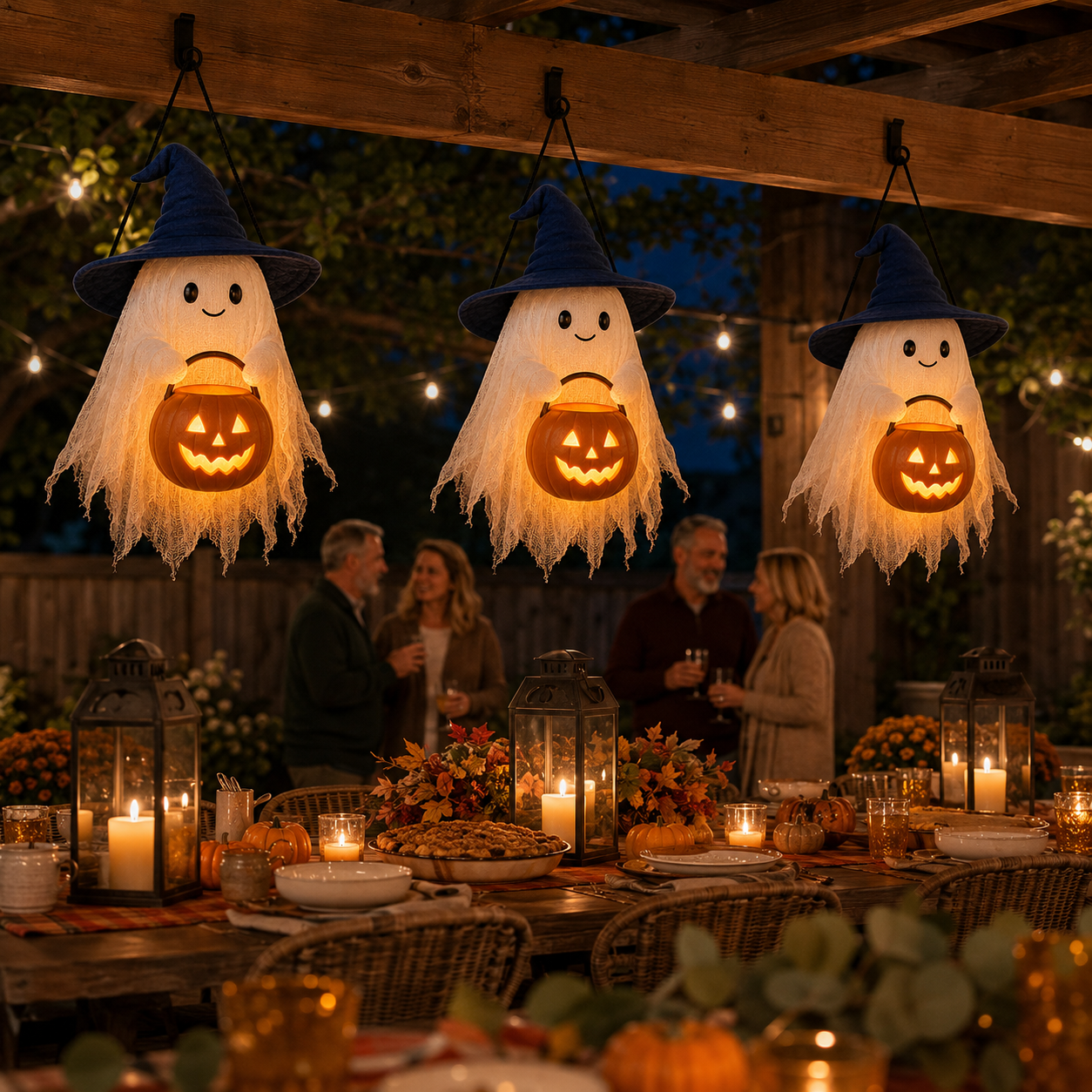 Lighted Trick-or-Treat Ghost Door Hanger