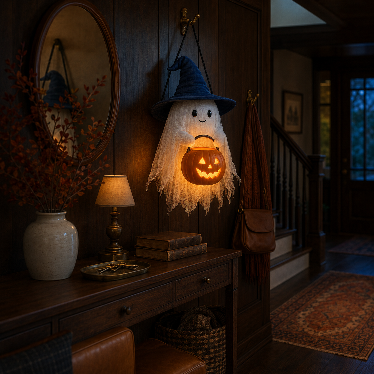 Lighted Trick-or-Treat Ghost Door Hanger