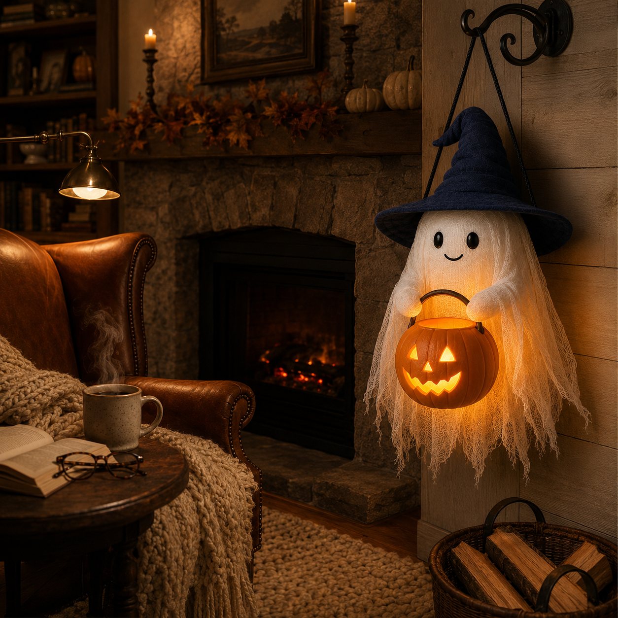 Lighted Trick-or-Treat Ghost Door Hanger