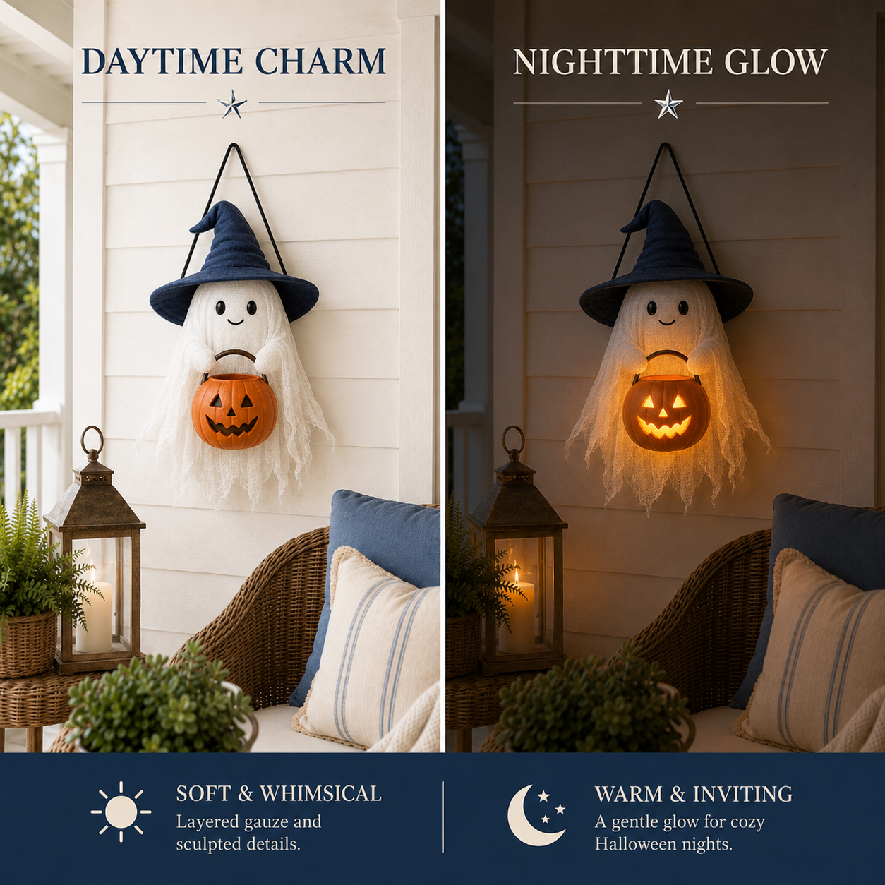 Lighted Trick-or-Treat Ghost Door Hanger