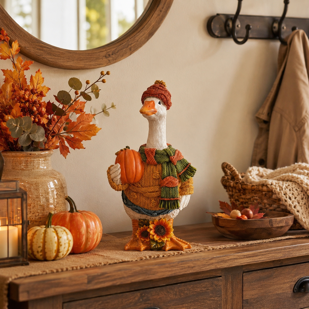 Cozy Harvest Goose Figurine
