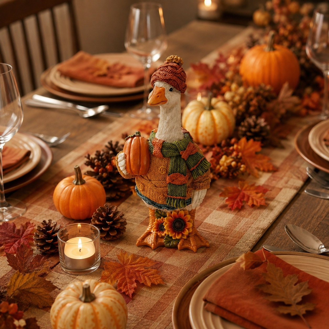 Cozy Harvest Goose Figurine