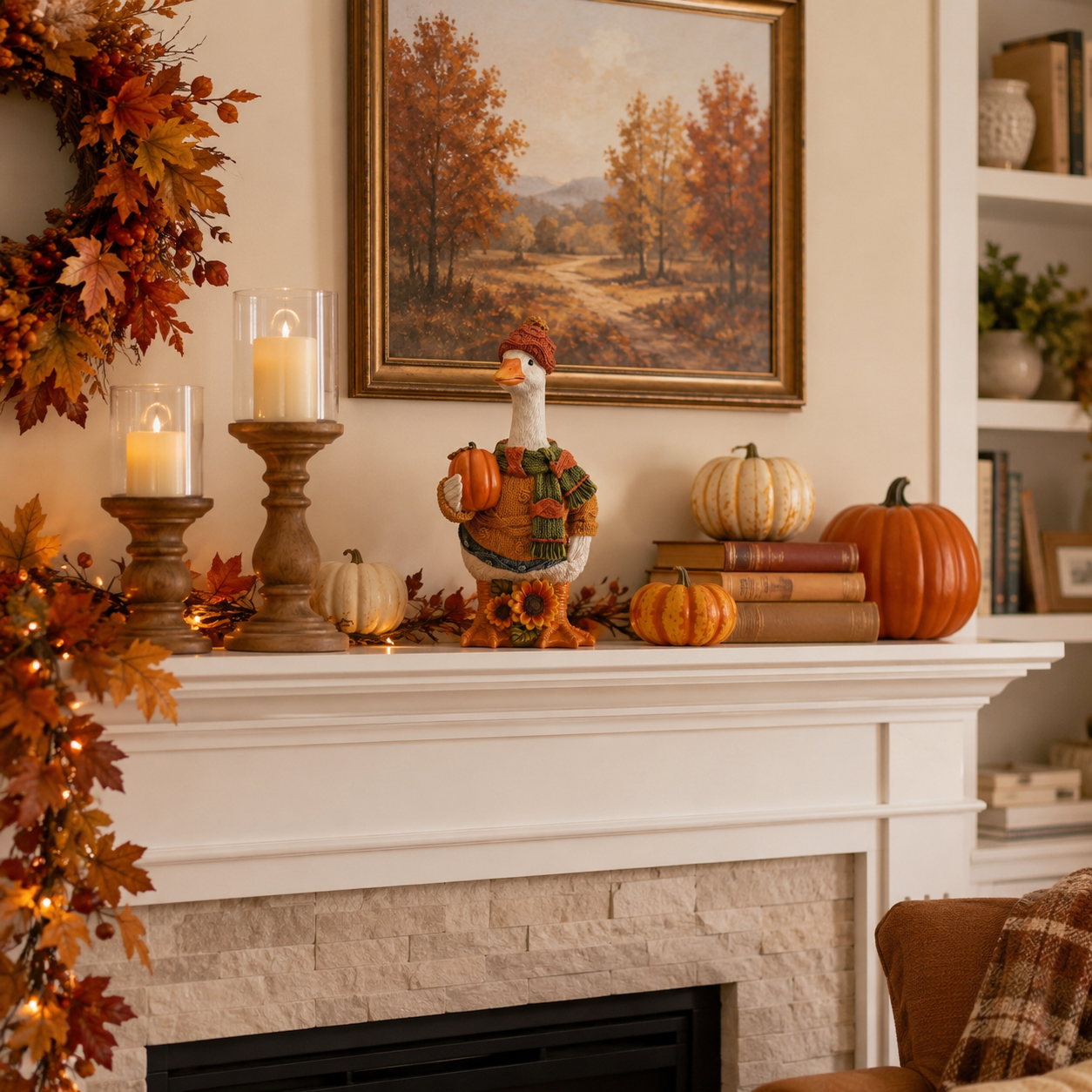 Cozy Harvest Goose Figurine