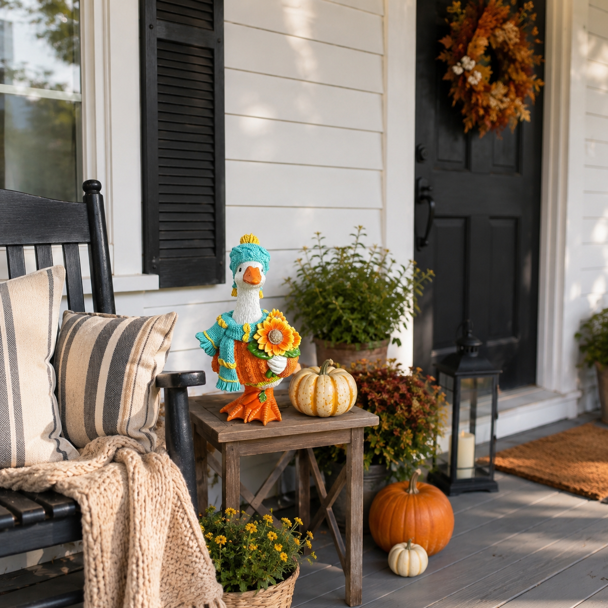 Cozy Harvest Goose Figurine