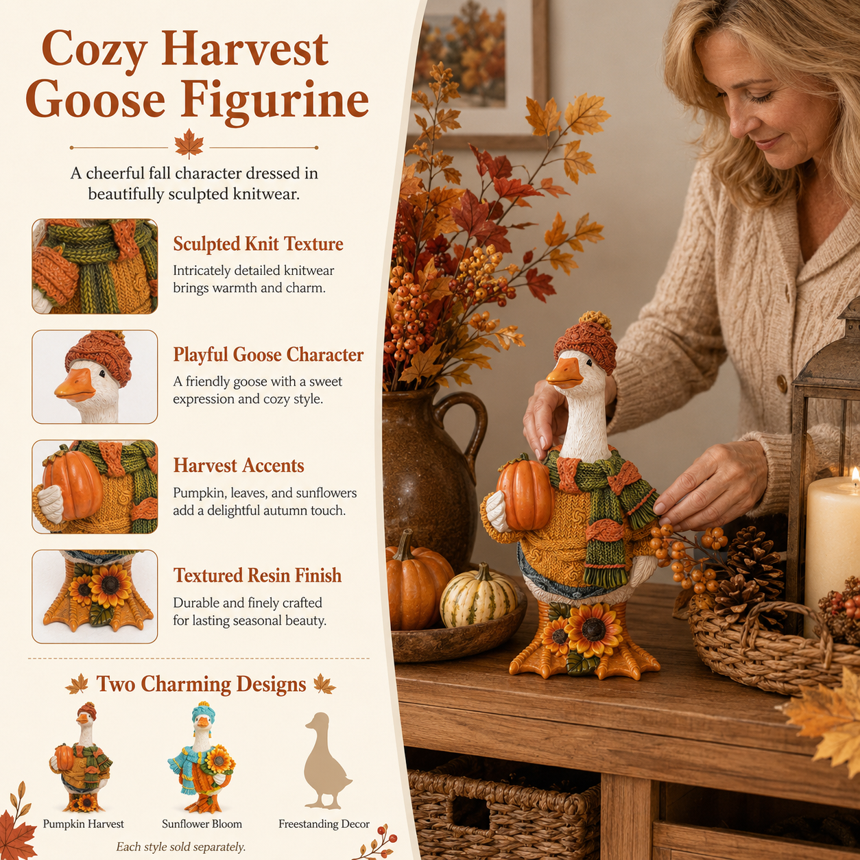 Cozy Harvest Goose Figurine