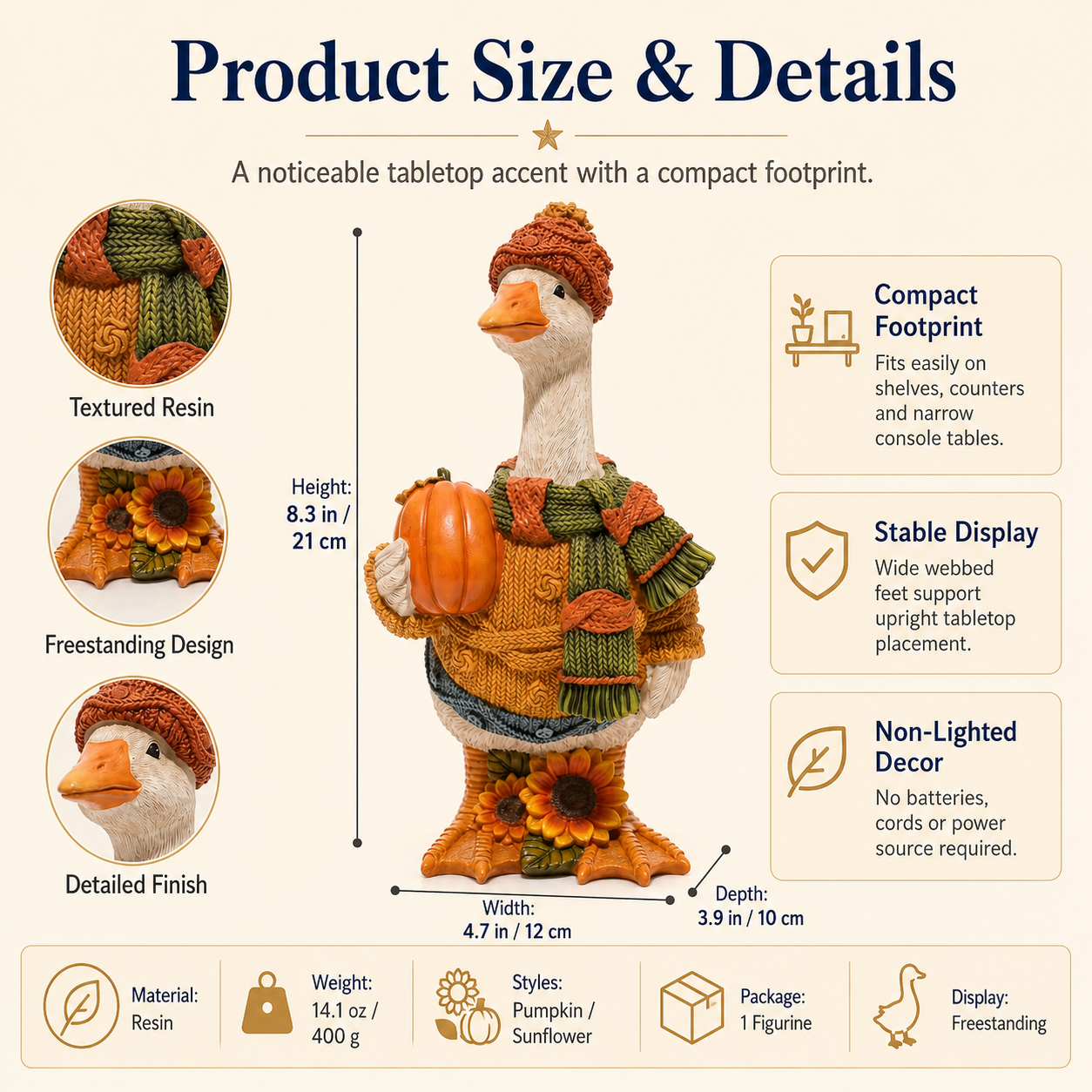 Cozy Harvest Goose Figurine